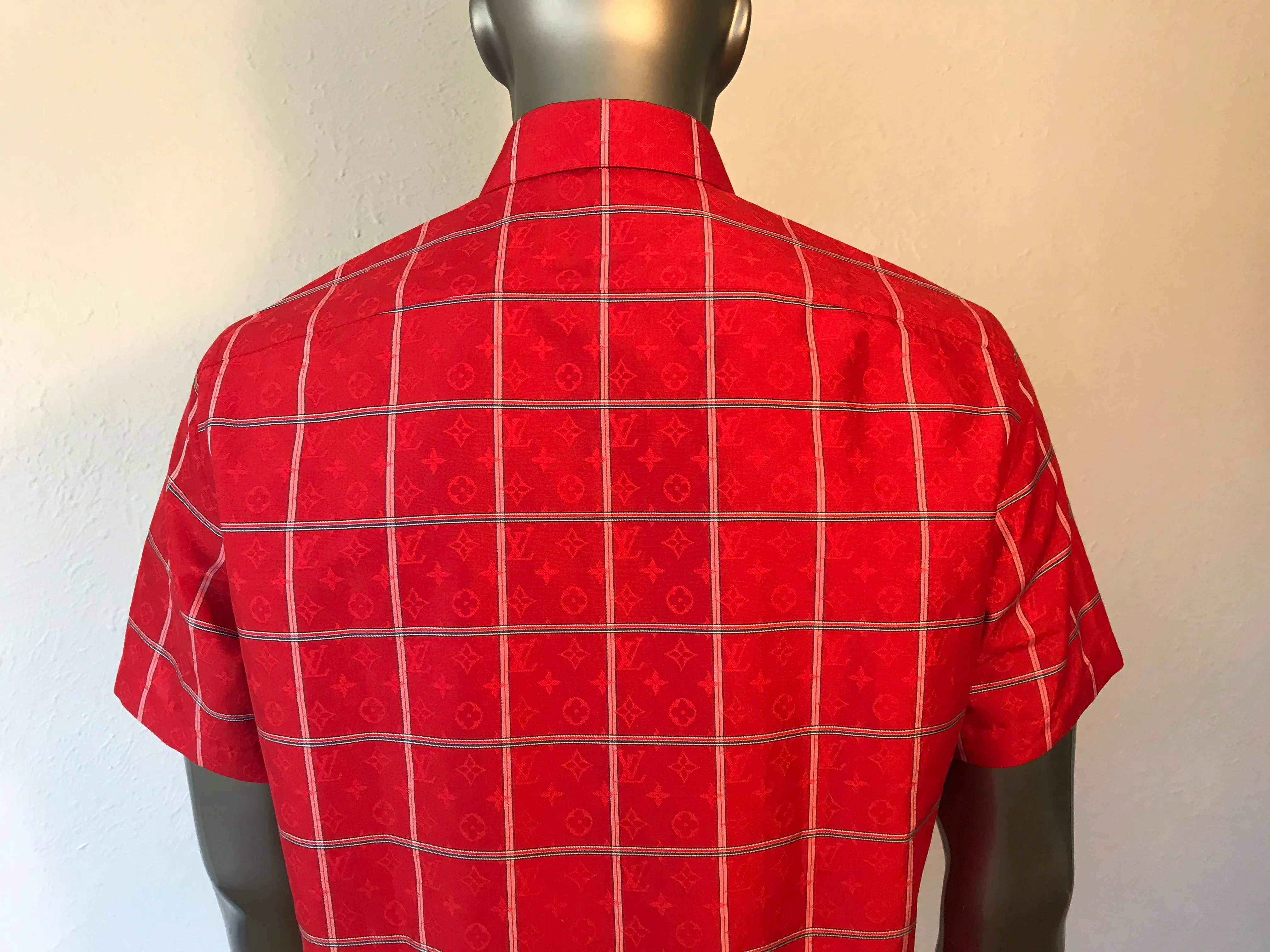 Silk Reflective Monogram Check Shirt
