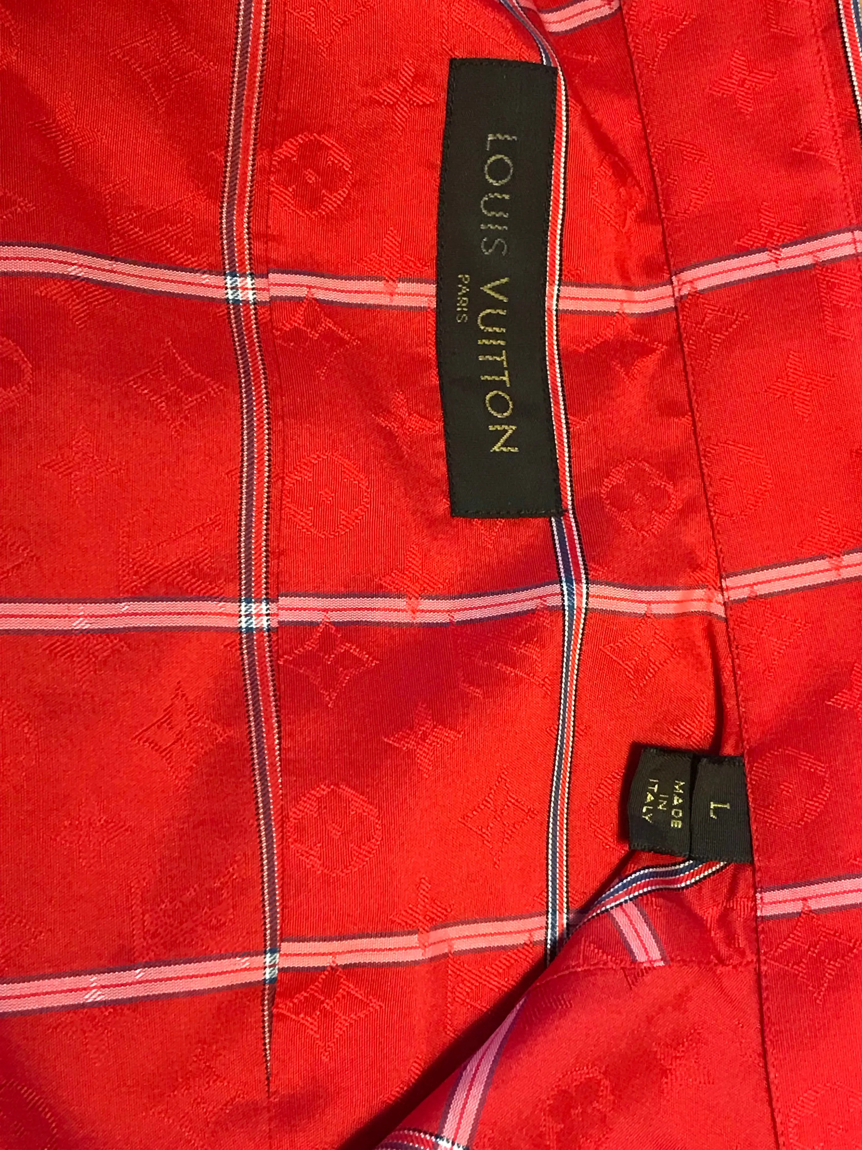Silk Reflective Monogram Check Shirt