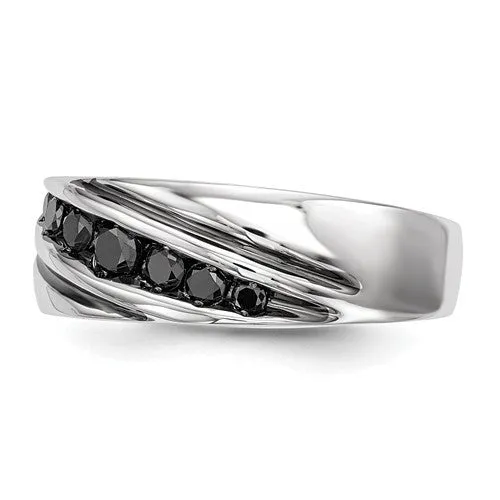 Sterling Silver Black Diamond Men's Band Ring