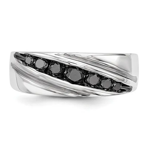 Sterling Silver Black Diamond Men's Band Ring
