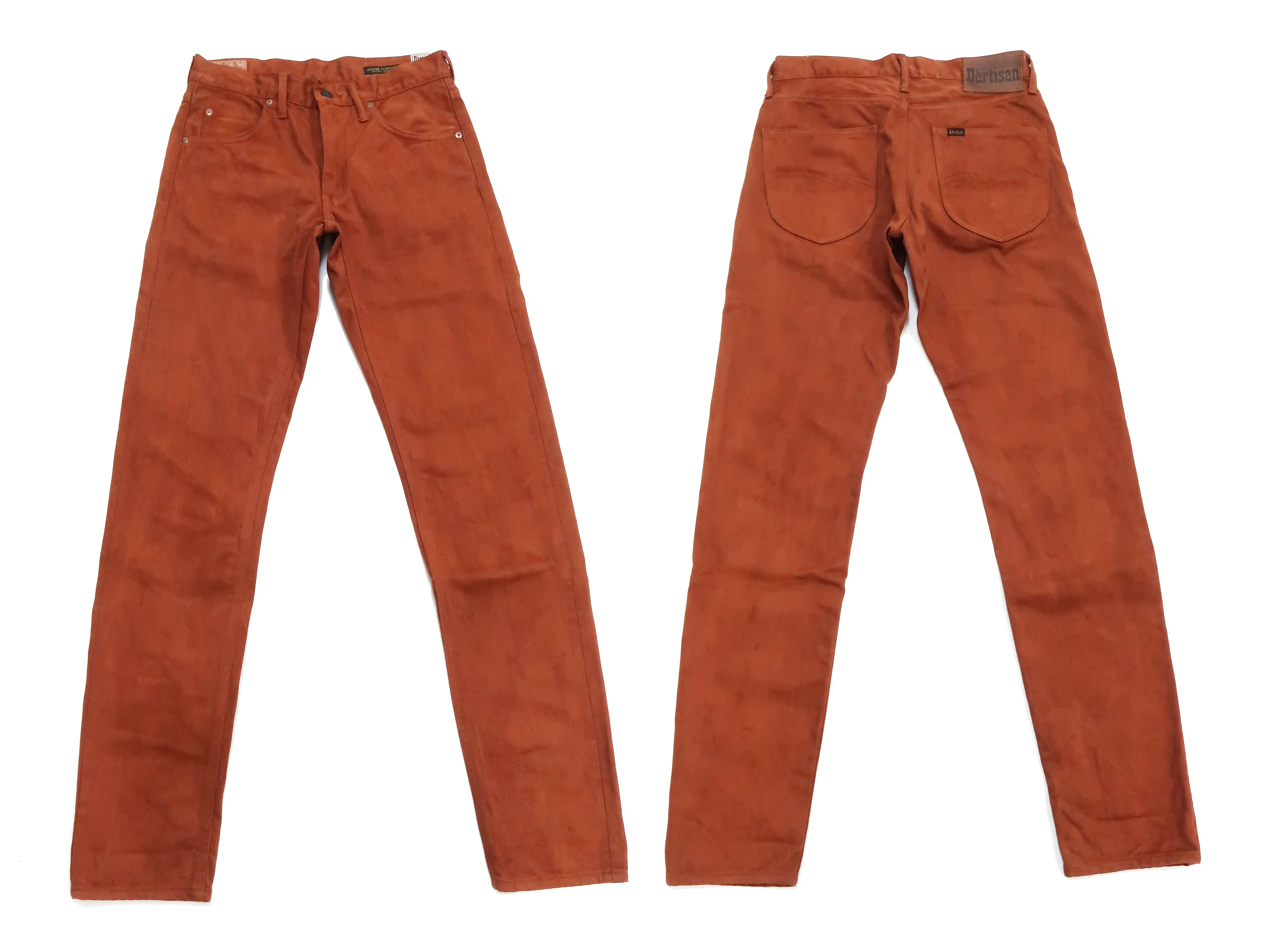 Studio D'artisan Slim Tapered Pants Men's Amami Dorozome EASTERNER Cotton Sateen Jeans with Natural Mud Dye 1852-DORO Brown