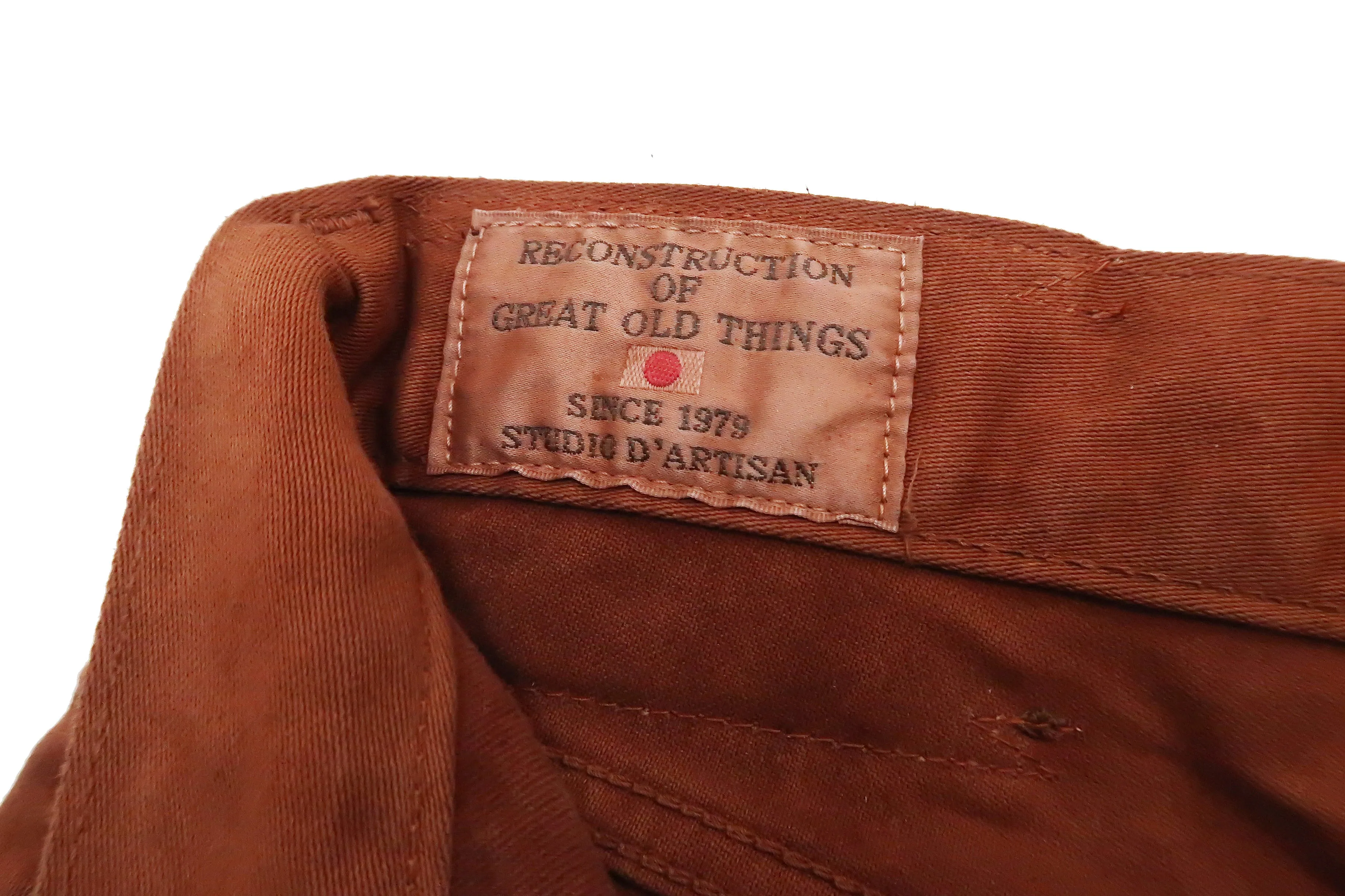 Studio D'artisan Slim Tapered Pants Men's Amami Dorozome EASTERNER Cotton Sateen Jeans with Natural Mud Dye 1852-DORO Brown
