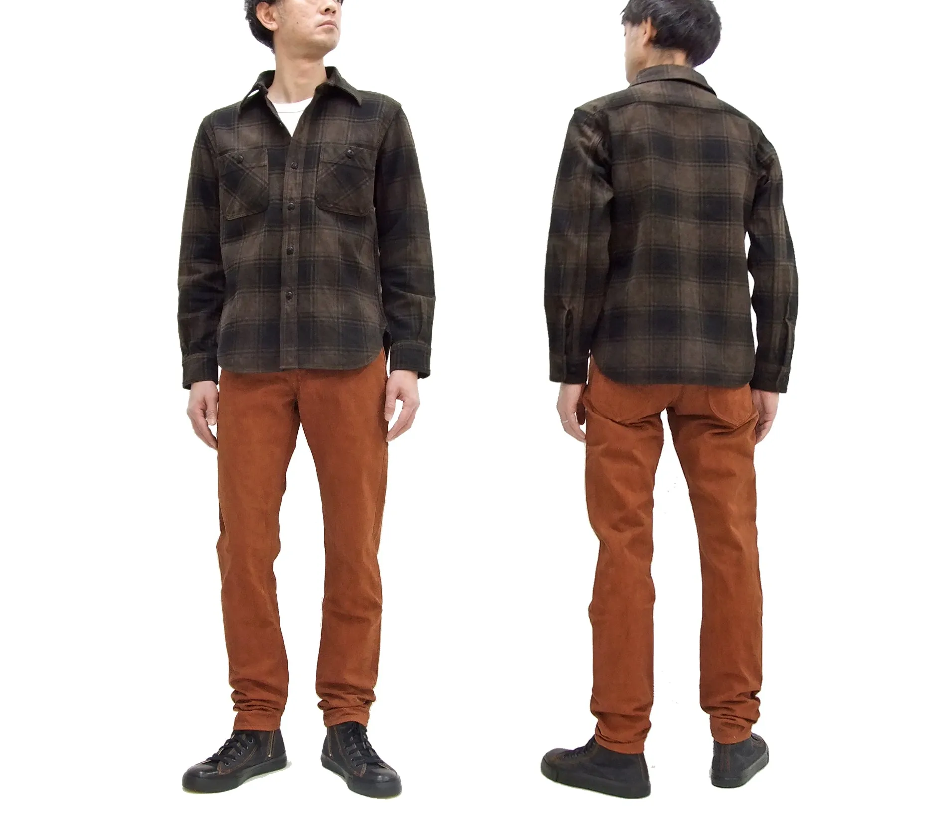 Studio D'artisan Slim Tapered Pants Men's Amami Dorozome EASTERNER Cotton Sateen Jeans with Natural Mud Dye 1852-DORO Brown