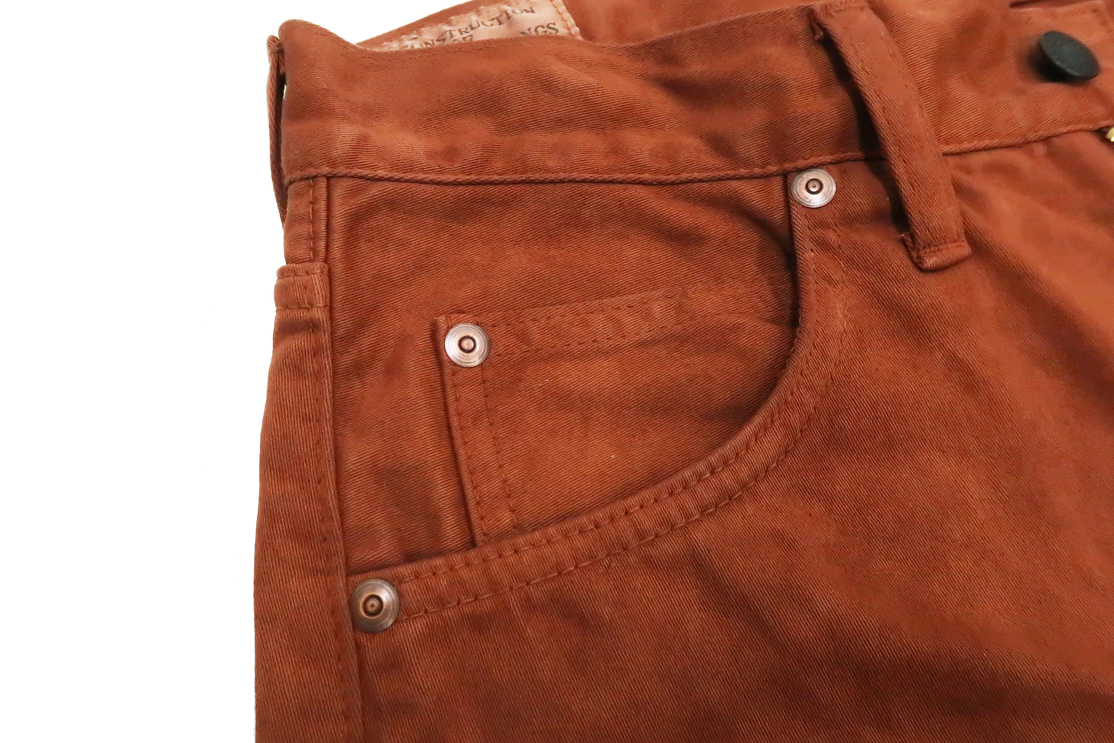 Studio D'artisan Slim Tapered Pants Men's Amami Dorozome EASTERNER Cotton Sateen Jeans with Natural Mud Dye 1852-DORO Brown