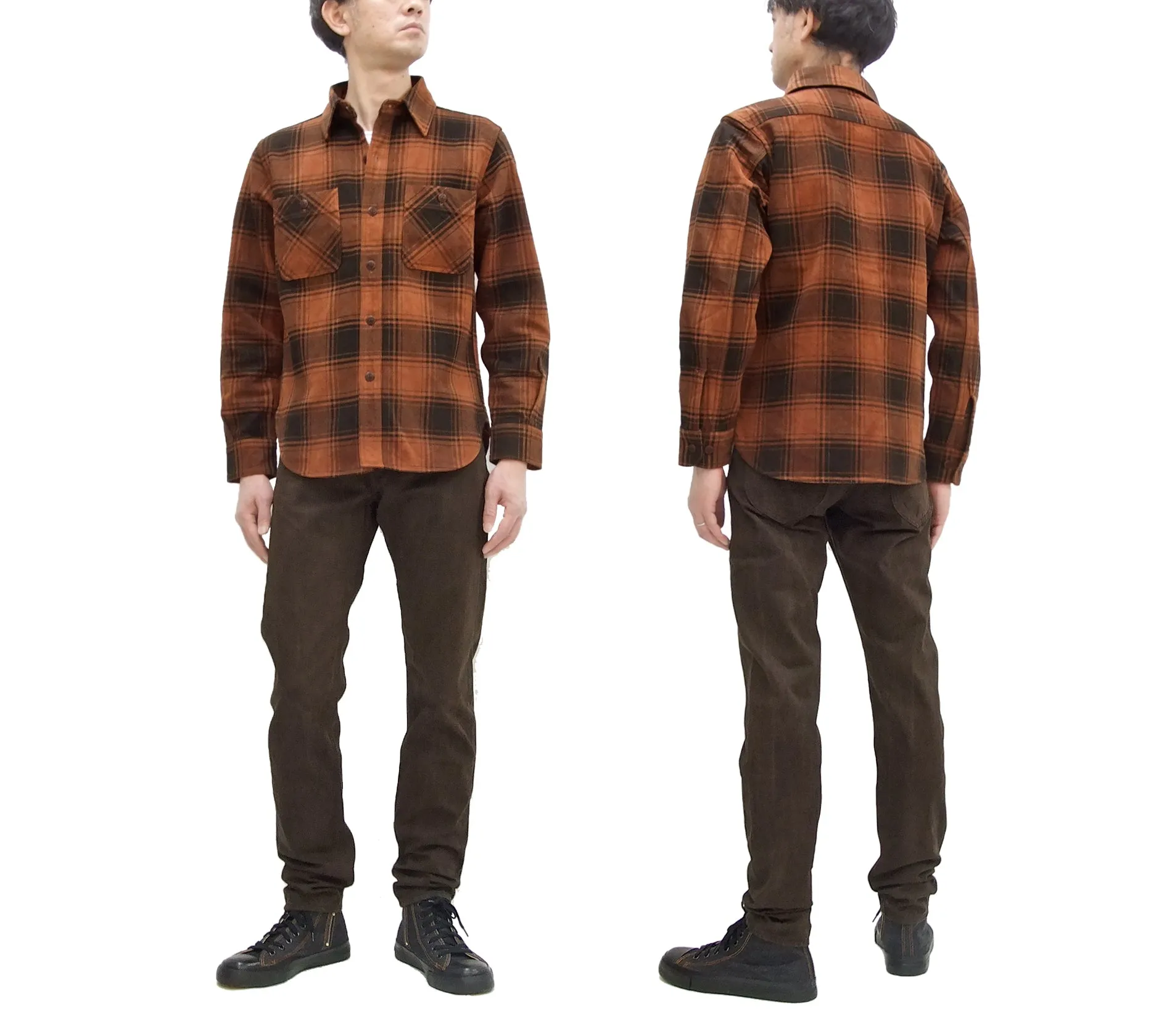 Studio D'artisan Slim Tapered Pants Men's Amami Dorozome EASTERNER Cotton Sateen Jeans with Natural Mud Dye 1852-DORO Drak-Brown