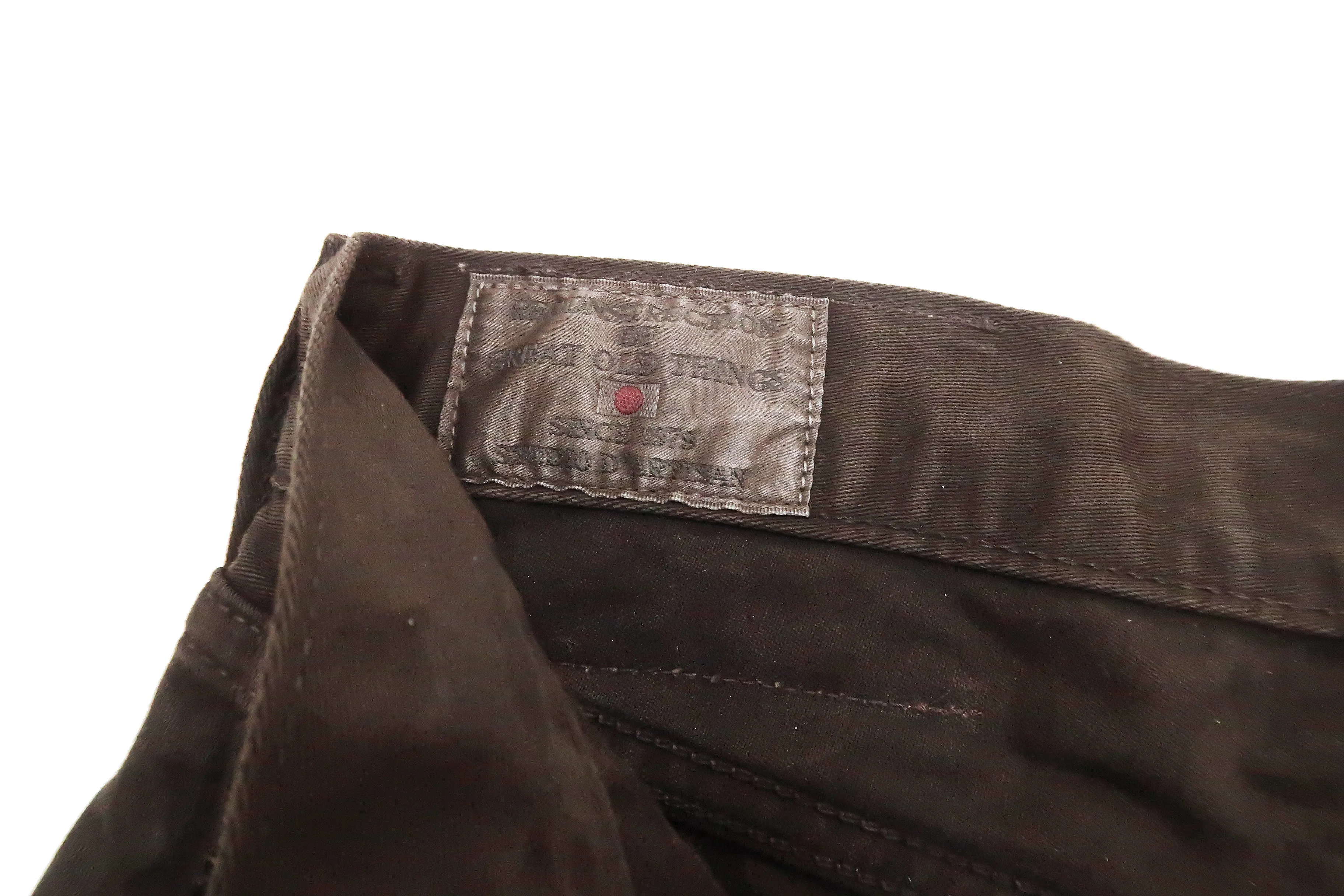 Studio D'artisan Slim Tapered Pants Men's Amami Dorozome EASTERNER Cotton Sateen Jeans with Natural Mud Dye 1852-DORO Drak-Brown