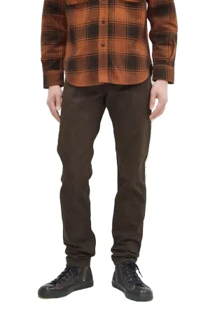 Studio D'artisan Slim Tapered Pants Men's Amami Dorozome EASTERNER Cotton Sateen Jeans with Natural Mud Dye 1852-DORO Drak-Brown