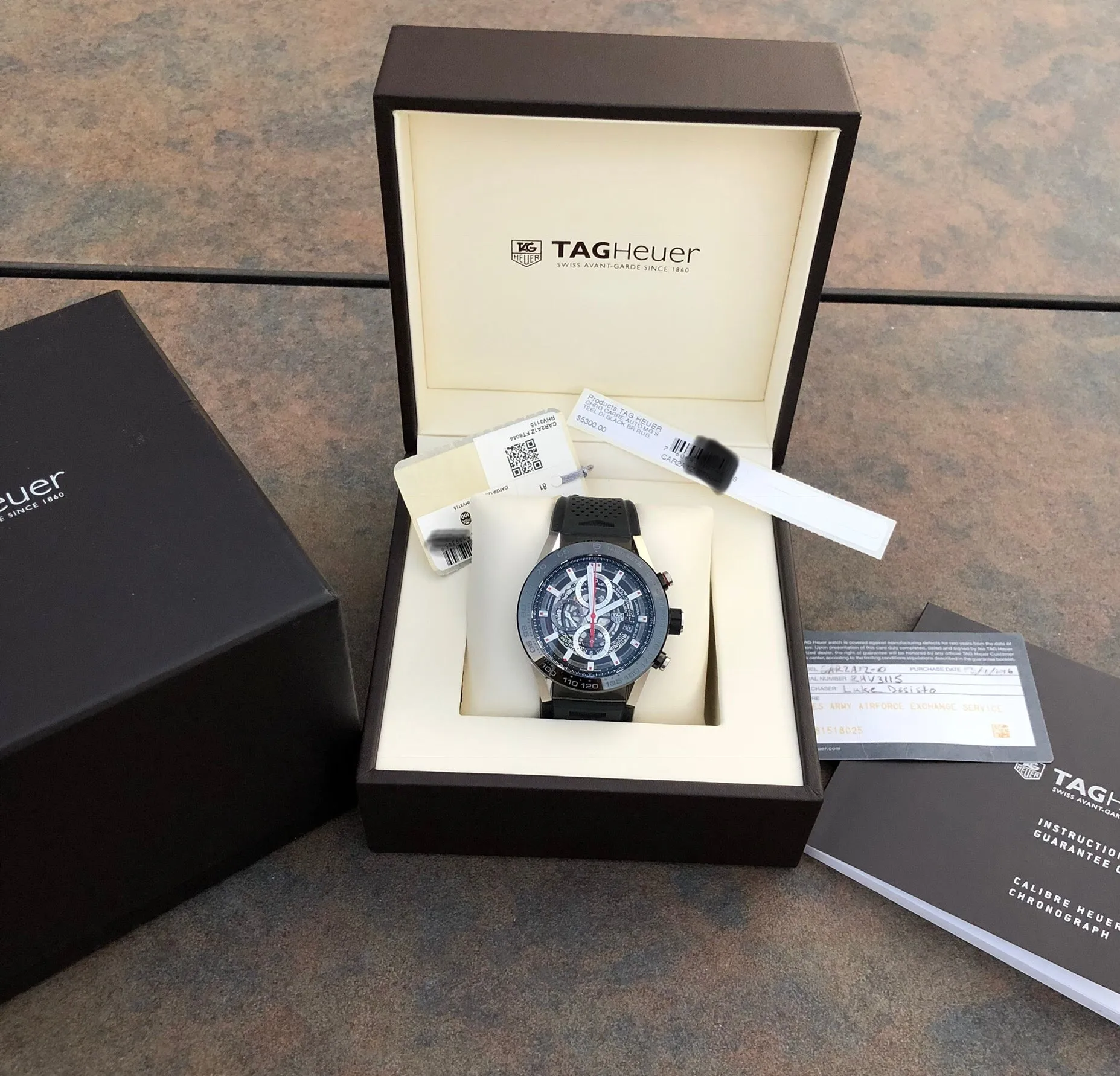 Tag Heuer Carrera CAR2A1Z Calibre Heuer 01 Automatic  Skeleton Dial Chronograph Wristwatch