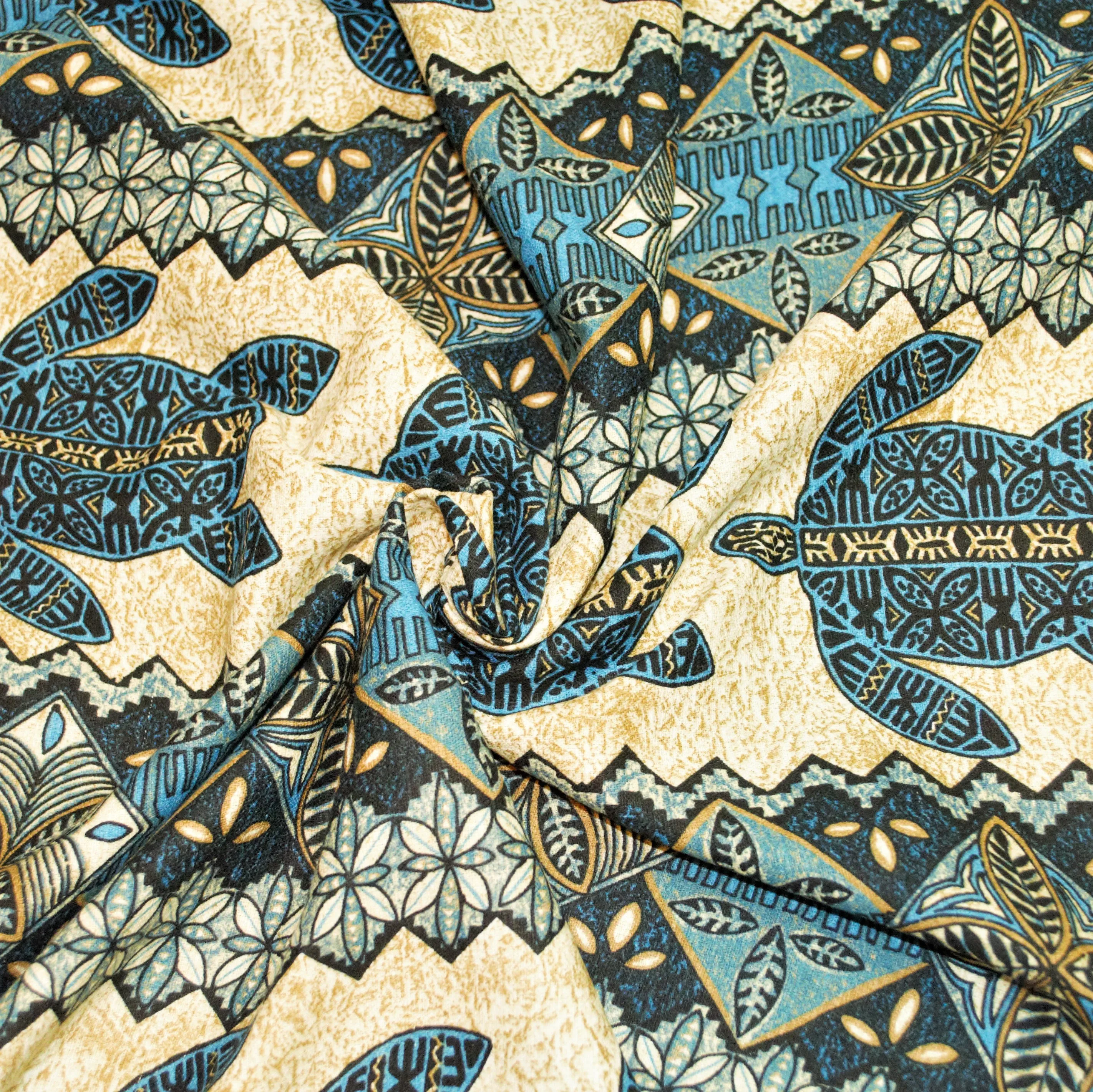 Tapa Honu Blue Coconut Cloth, Barkcloth