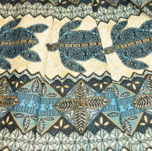 Tapa Honu Blue Coconut Cloth, Barkcloth