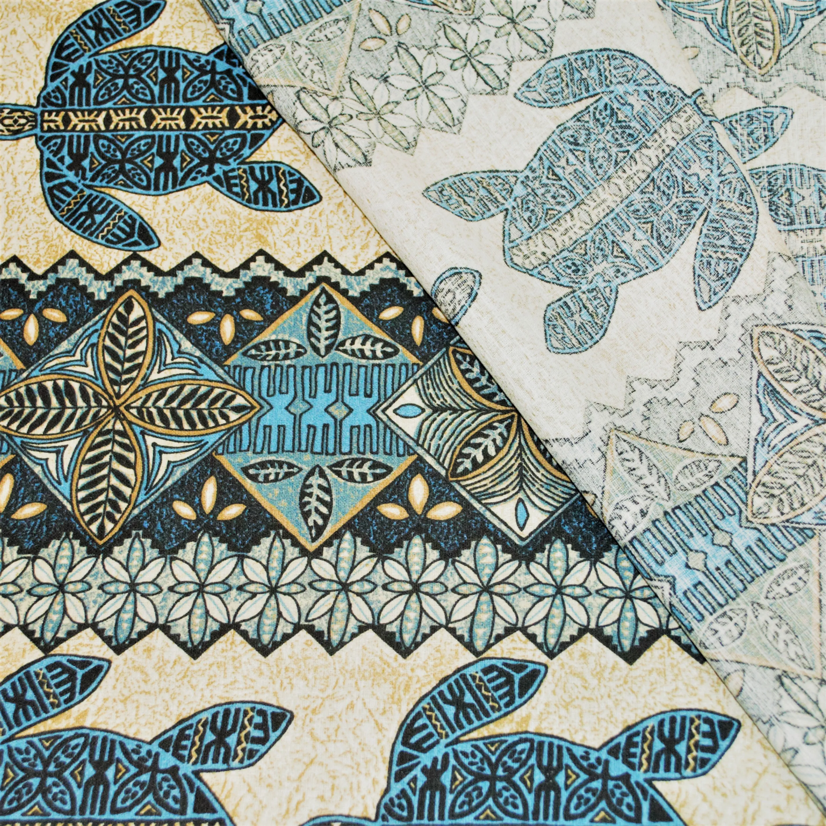 Tapa Honu Blue Coconut Cloth, Barkcloth