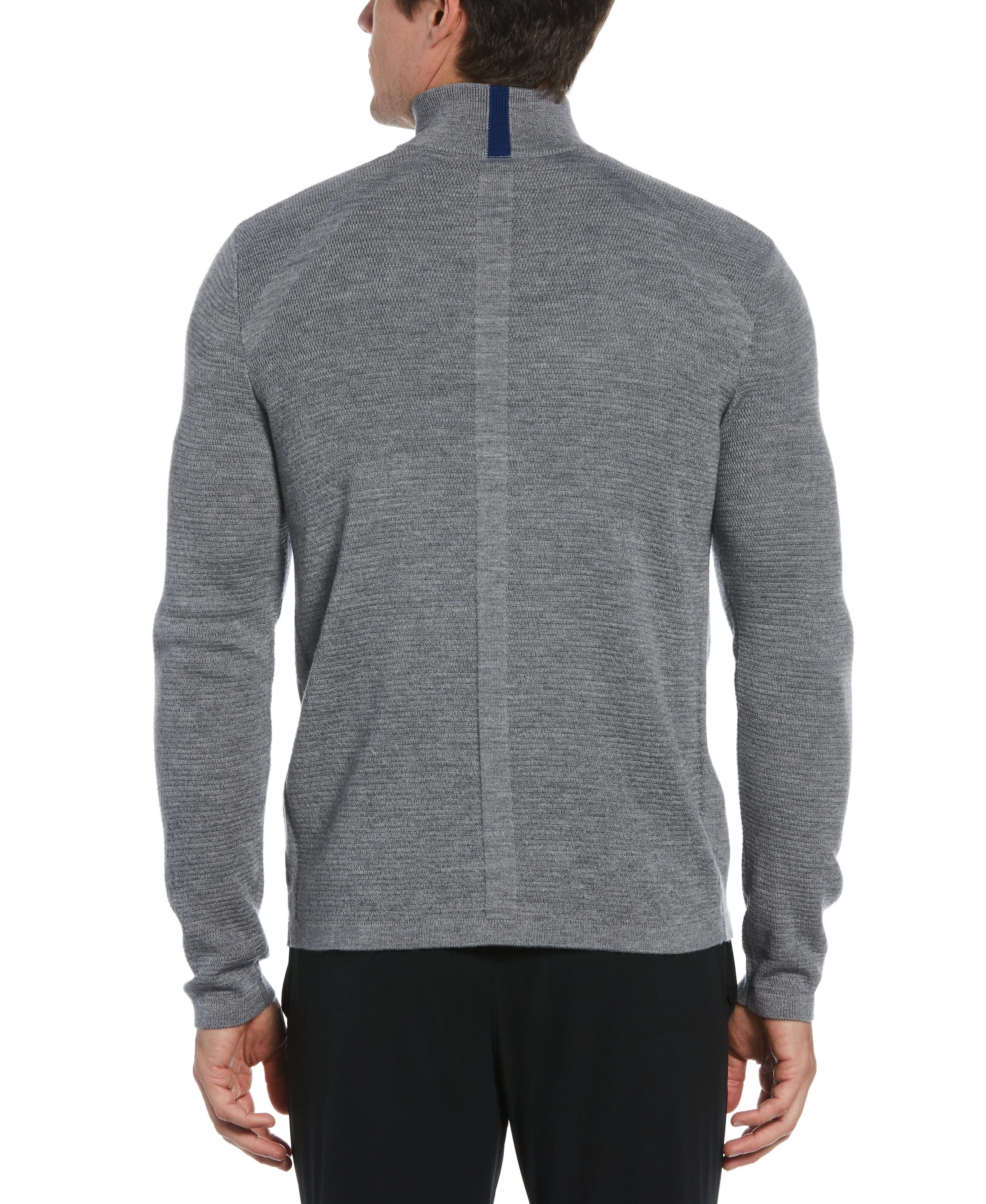 Textured Merino Wool Blend Quarter Zip Sweater
