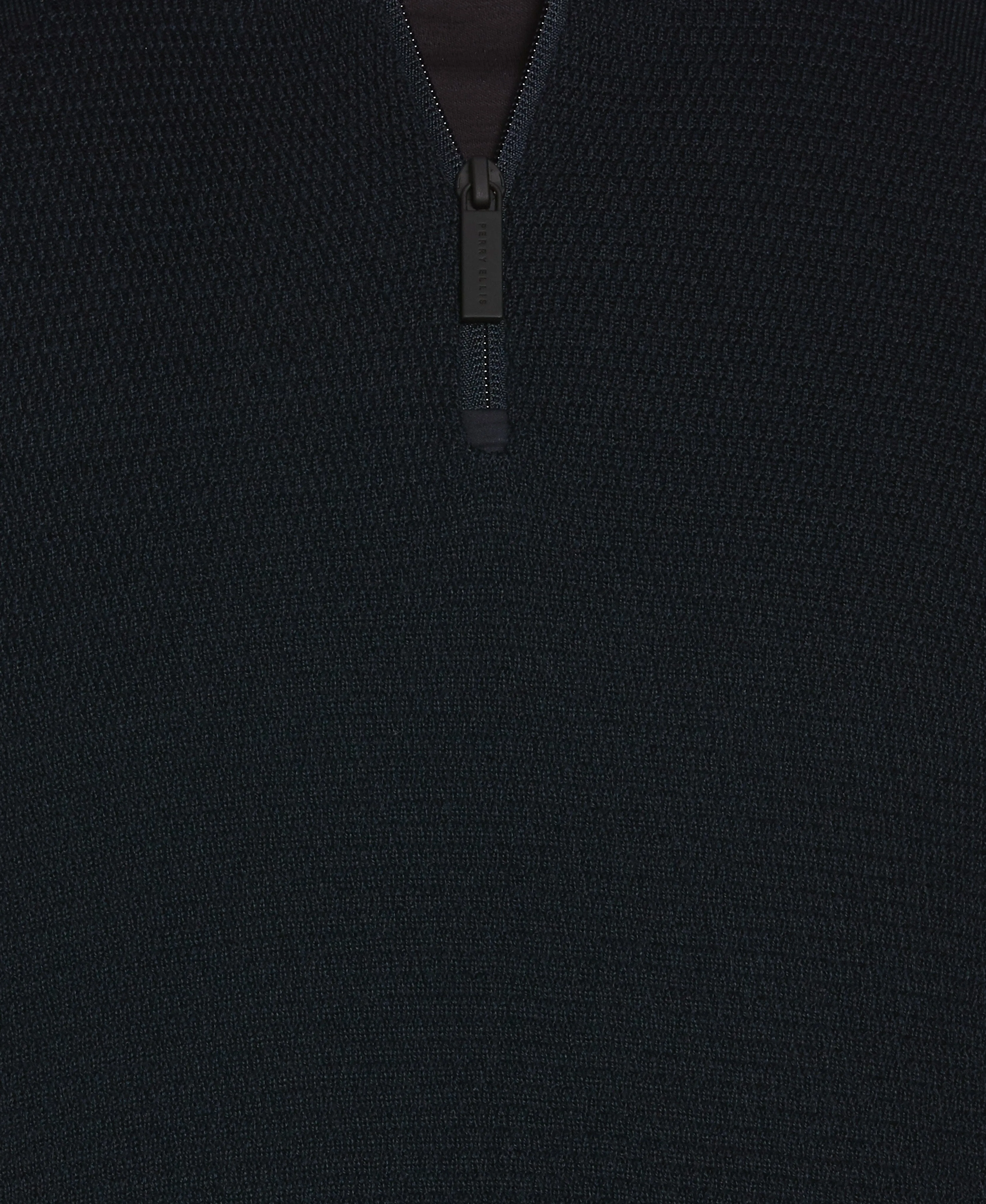 Textured Merino Wool Blend Quarter Zip Sweater