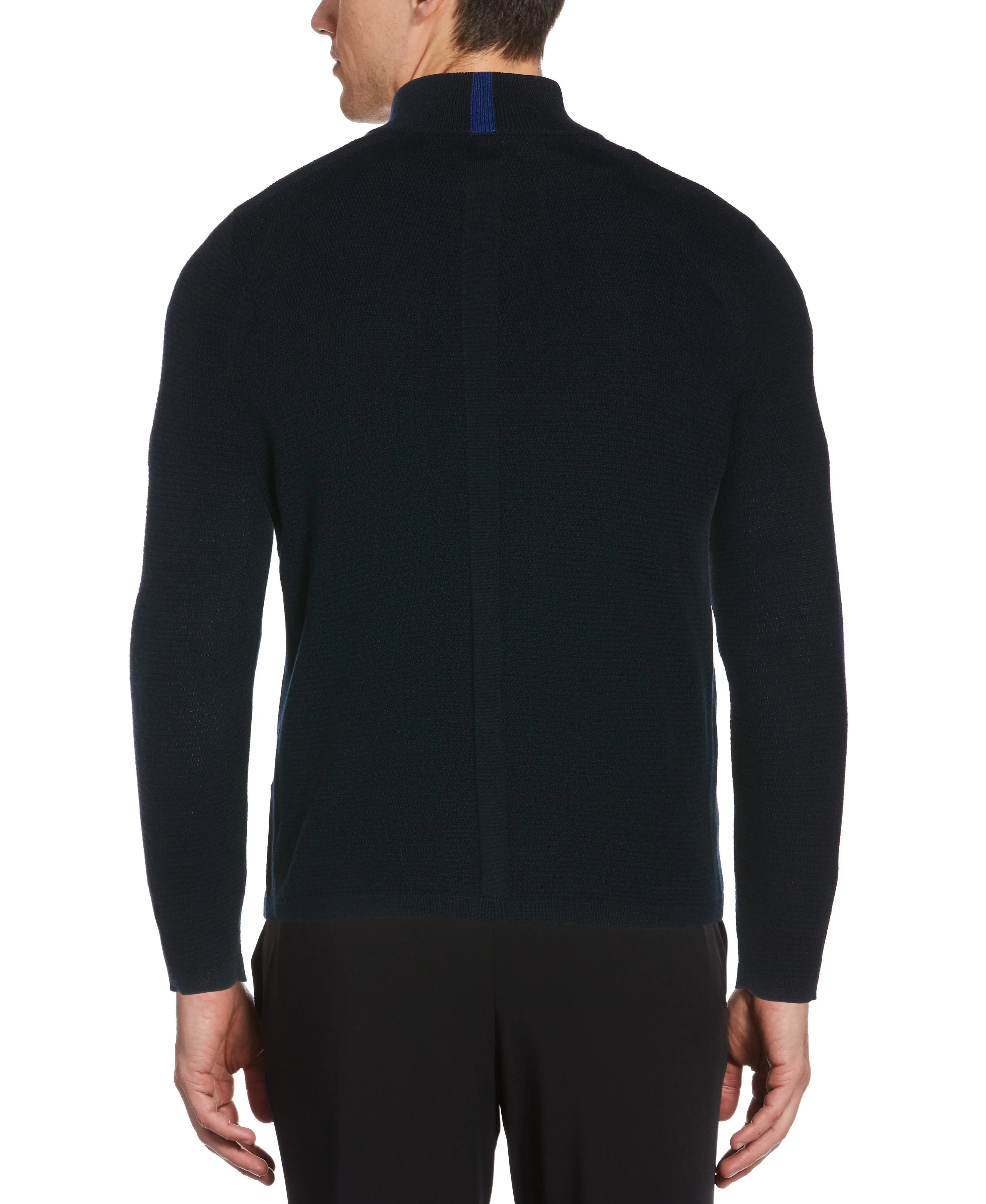 Textured Merino Wool Blend Quarter Zip Sweater
