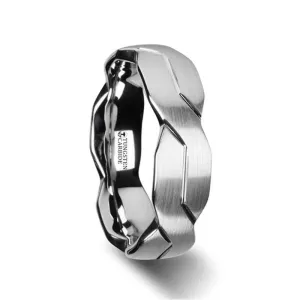 Thorsten FOREVER White Tungsten Ring with Brushed Carved Infinity Symbol Design - 6mm 8mm or 10mm