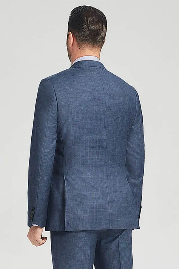 Three Flap Pockets Navy Blue Two Buttons Superior Mens Suits for Formal