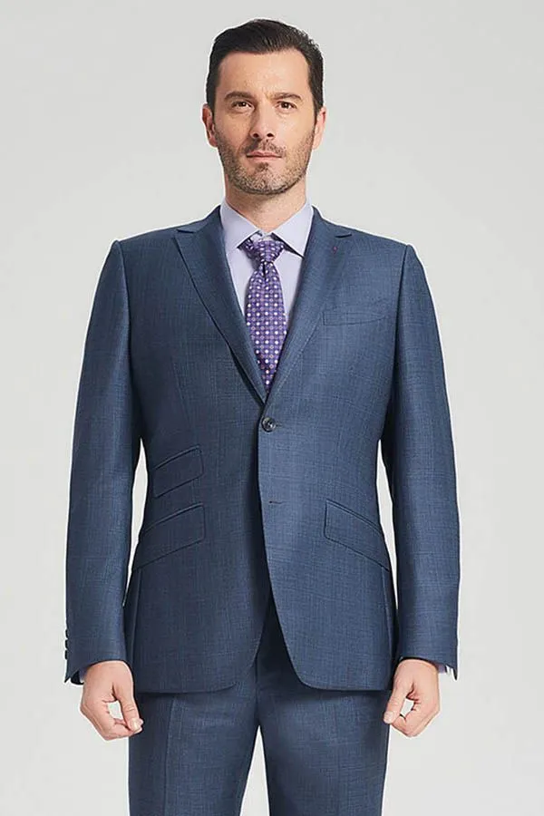 Three Flap Pockets Navy Blue Two Buttons Superior Mens Suits for Formal