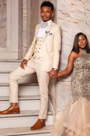 Three-piece Champagne Marriage Suits Double Breasted Waistcoat Wedding Tuxedo