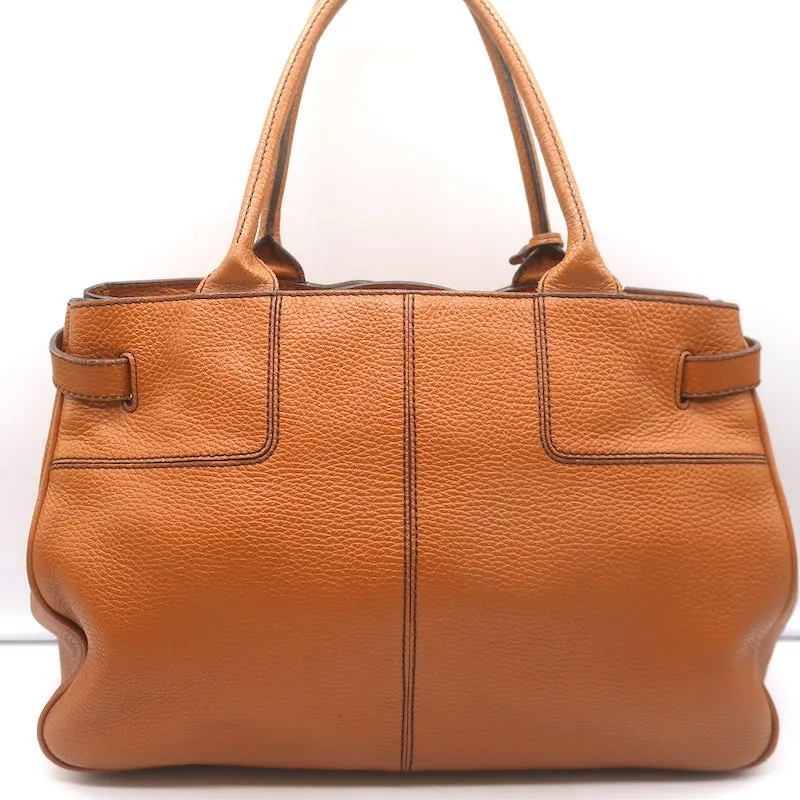 Tod's Buckled Tote Camel Grained Leather Medium Shoulder Bag