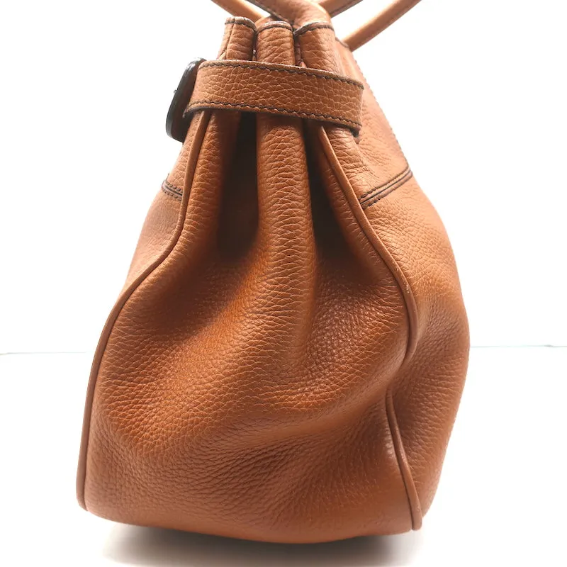 Tod's Buckled Tote Camel Grained Leather Medium Shoulder Bag