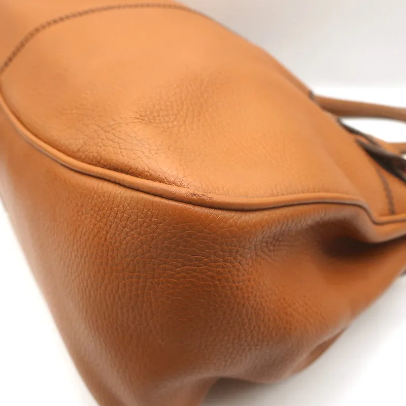 Tod's Buckled Tote Camel Grained Leather Medium Shoulder Bag