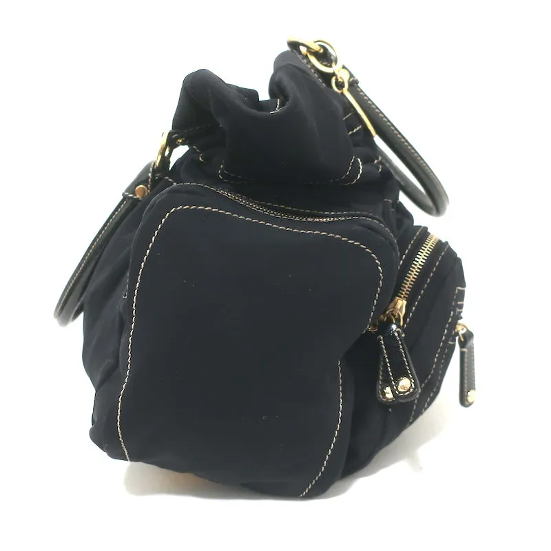 Tod's Pashmy Multi-Pocket Media Tote Black Nylon Large Shoulder Bag