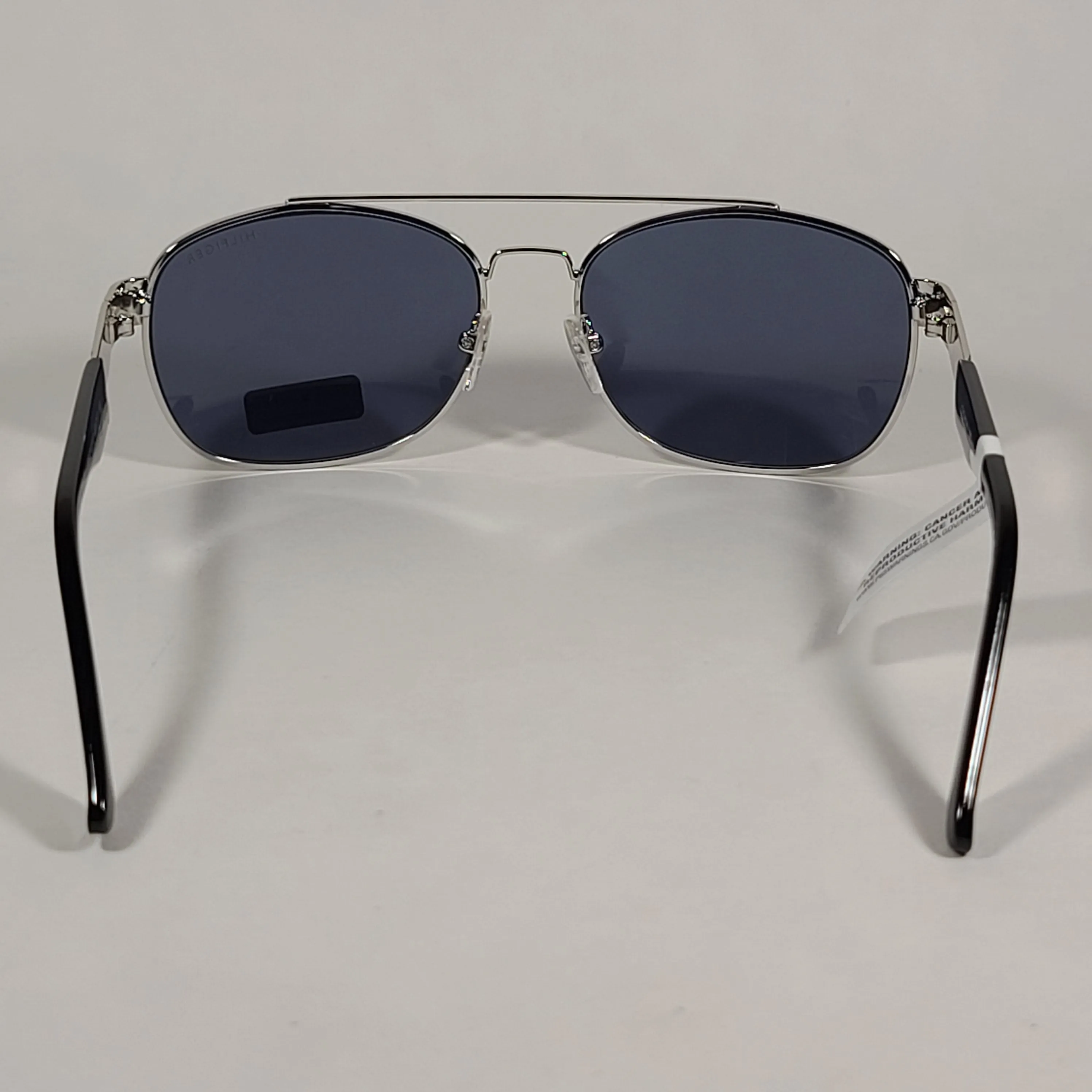 Tommy Hilfiger Brendan Rectangular Sunglasses Silver And Black Frame Blue Gray Lens BRENDAN MM OM435