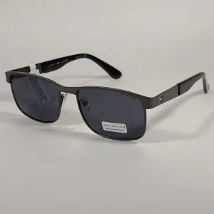 Tommy Hilfiger Malachy Rectangle Sunglasses Gunmetal Gray Frame Gray Lens MALACHY MM OM438