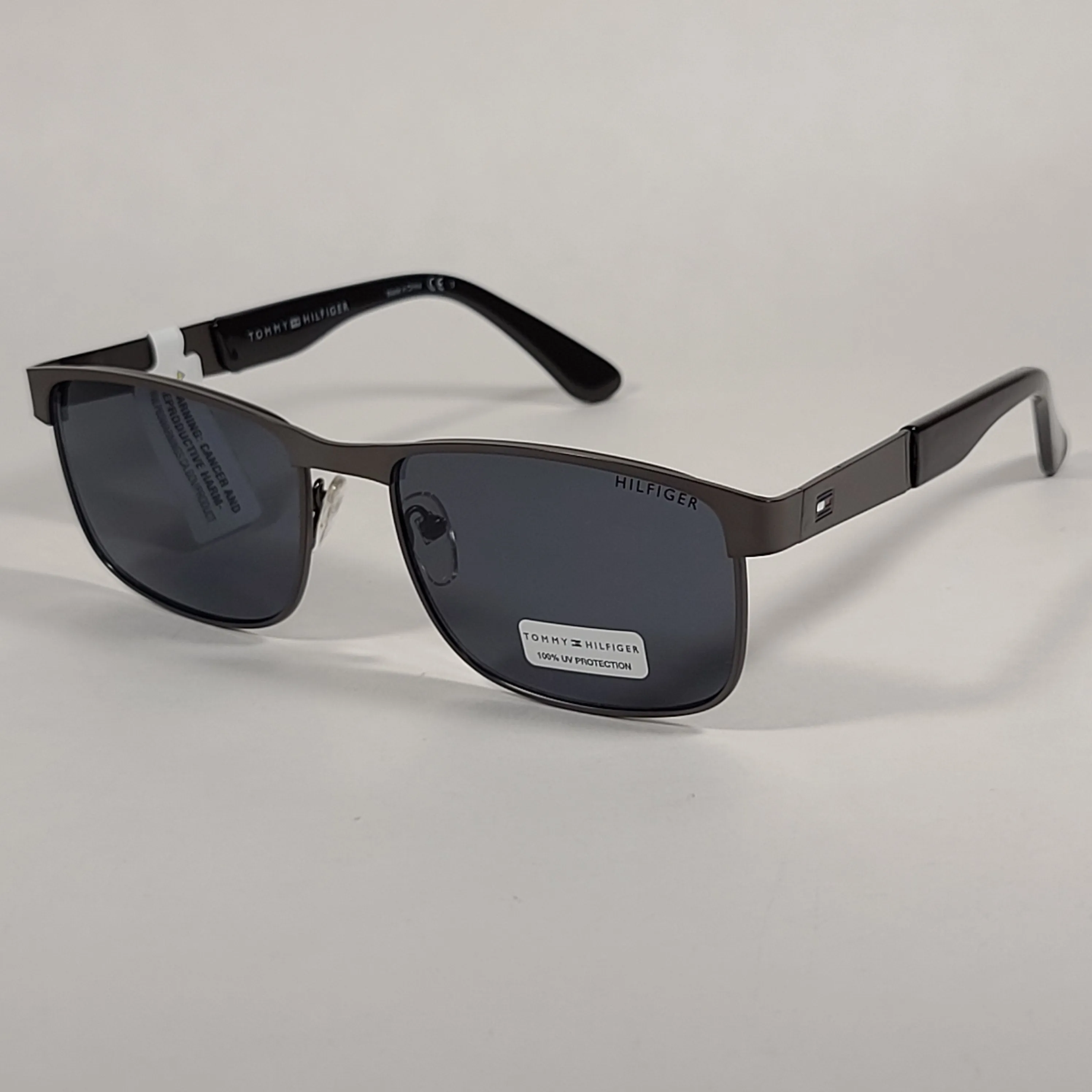 Tommy Hilfiger Malachy Rectangle Sunglasses Gunmetal Gray Frame Gray Lens MALACHY MM OM438