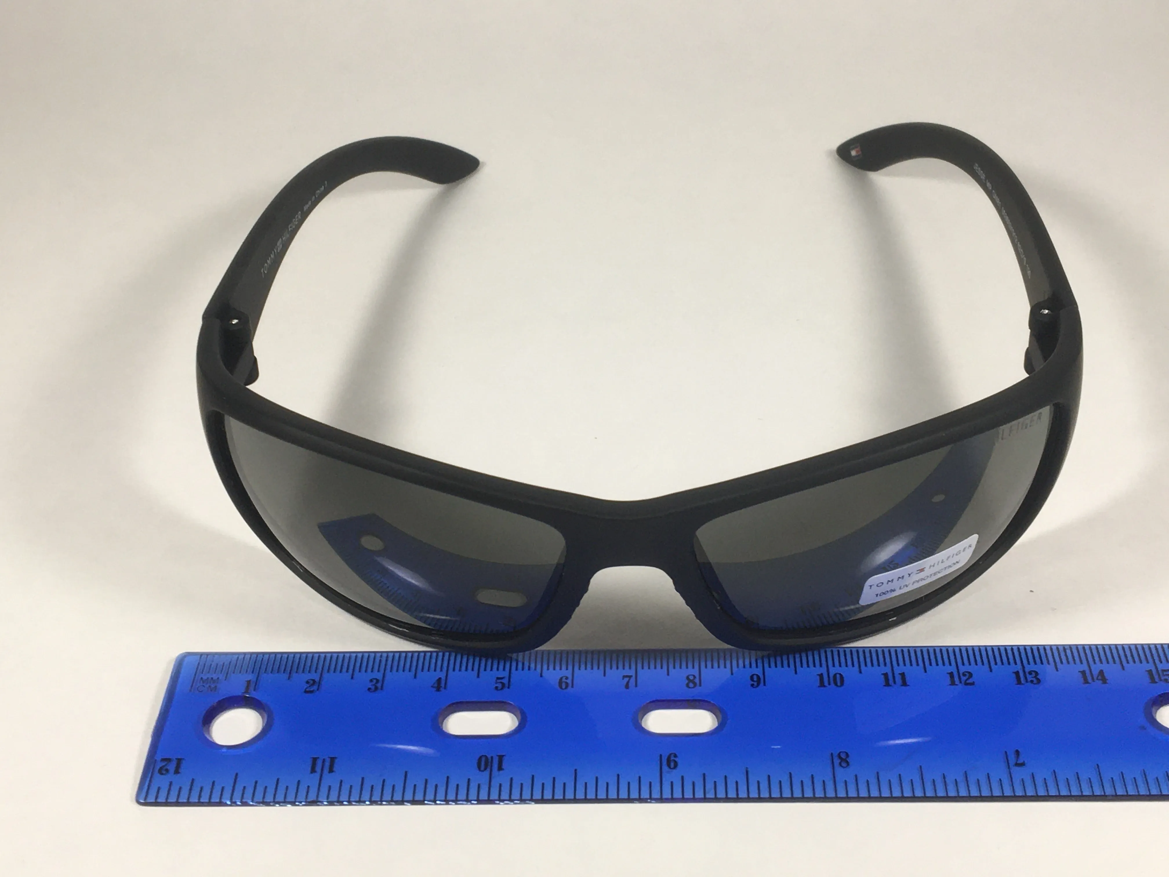 Tommy Hilfiger "Jesse" MP OM81 Sport Wrap Sunglasses Matte Black Green Lens