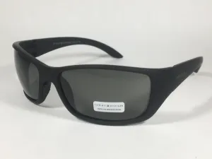 Tommy Hilfiger "Jesse" MP OM81 Sport Wrap Sunglasses Matte Black Green Lens