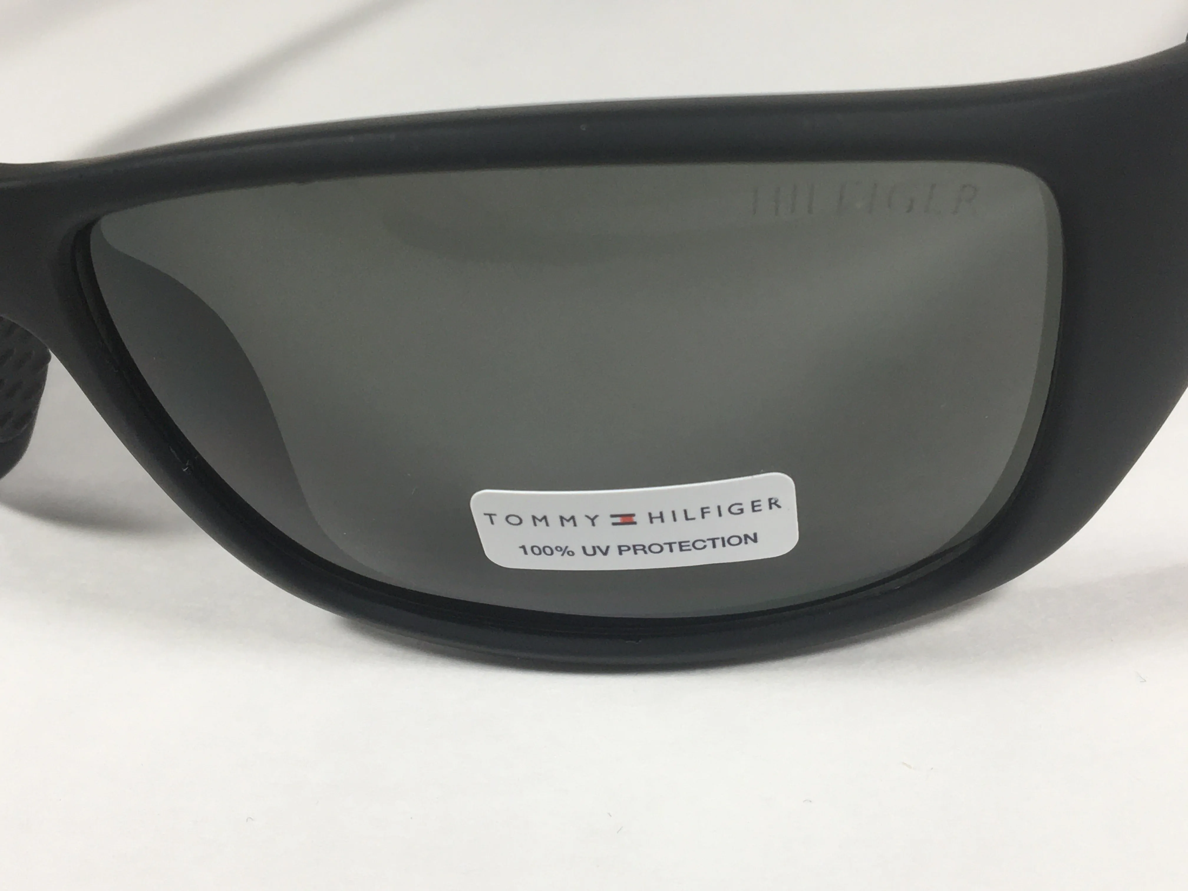 Tommy Hilfiger "Jesse" MP OM81 Sport Wrap Sunglasses Matte Black Green Lens