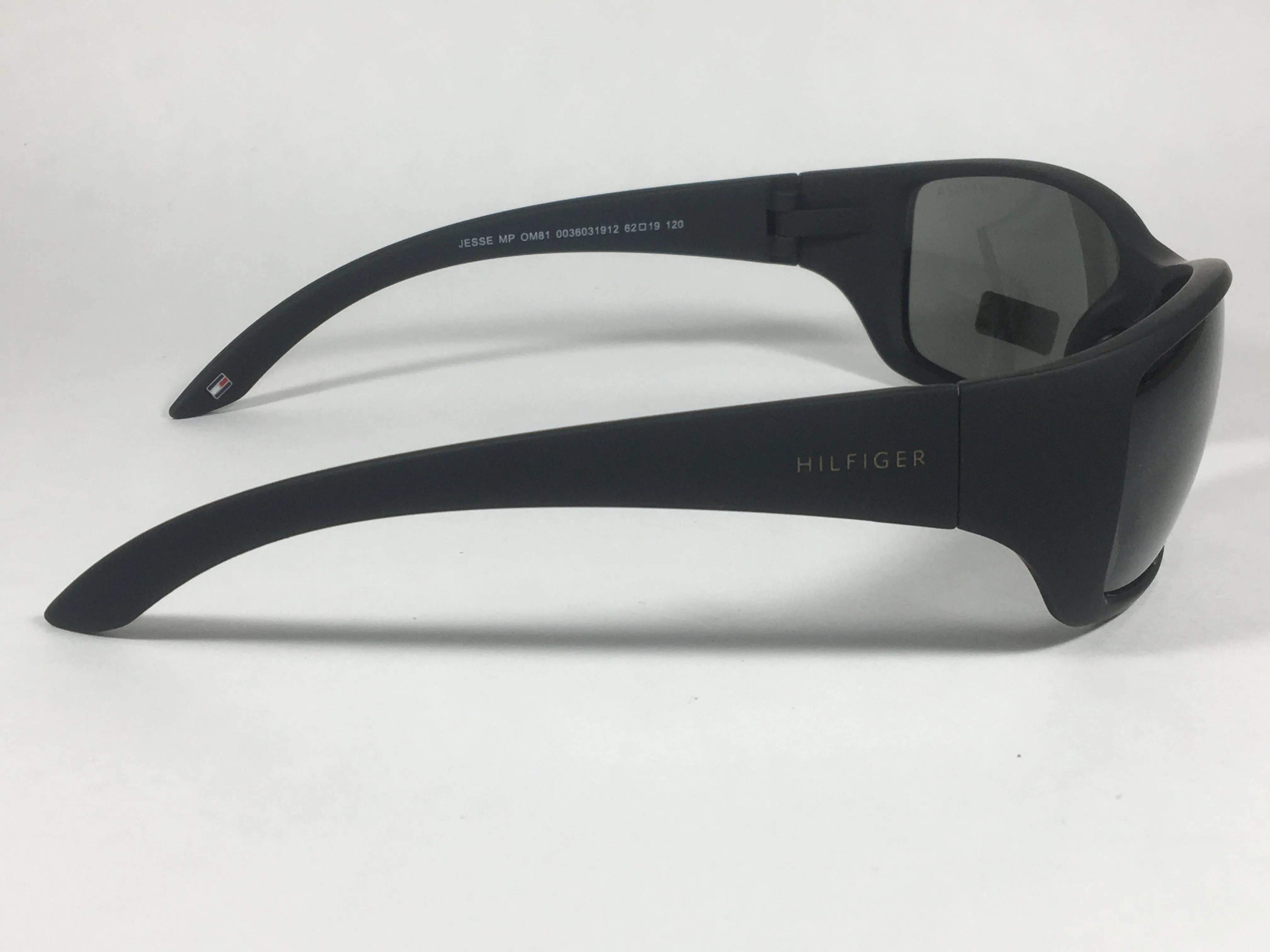 Tommy Hilfiger "Jesse" MP OM81 Sport Wrap Sunglasses Matte Black Green Lens
