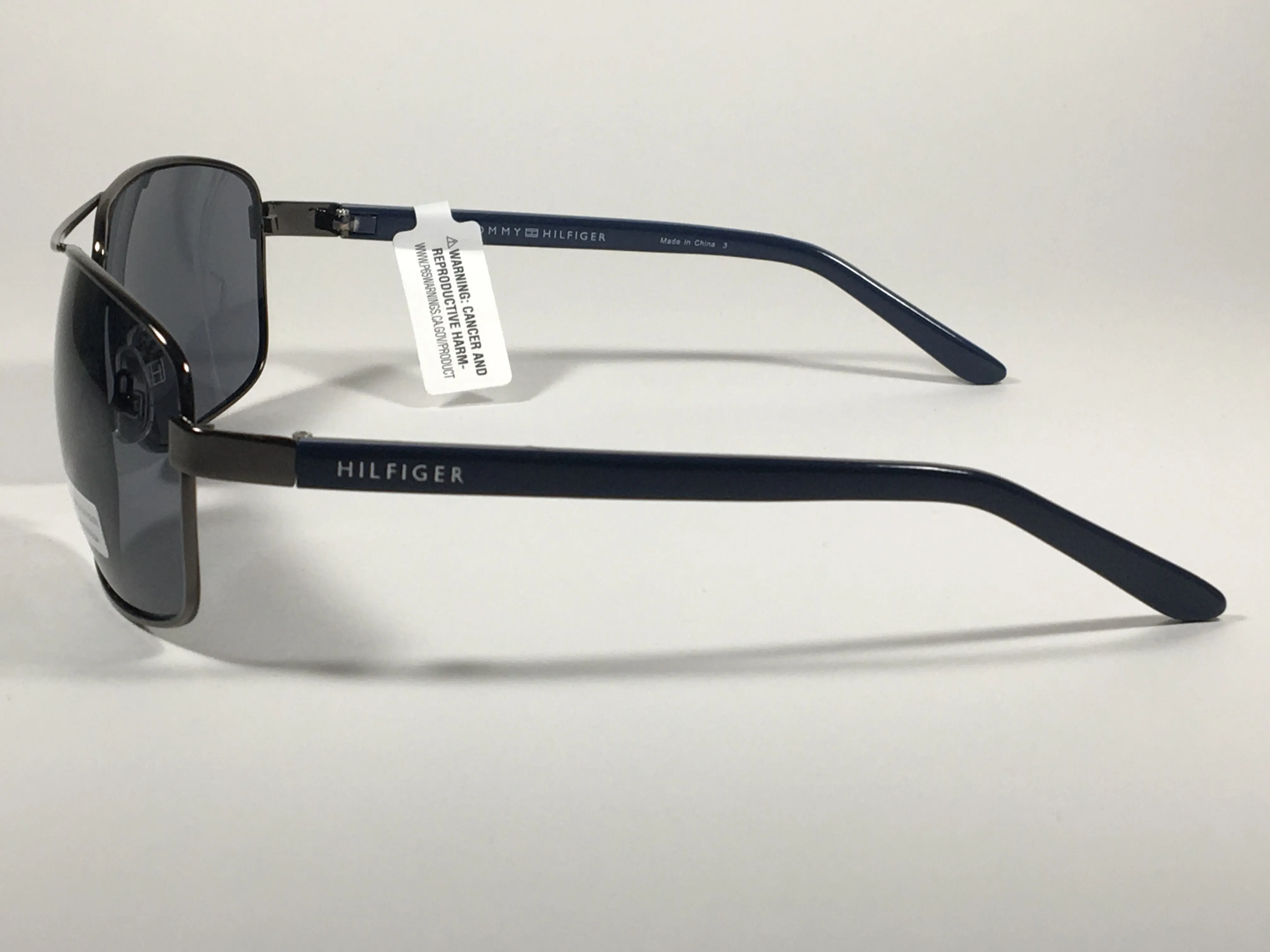 Tommy Hilfiger Vasquez Rectangle Sunglasses Gunmetal Gray Blue Navy Frame Gray Lens VASQUEZ MM OM68