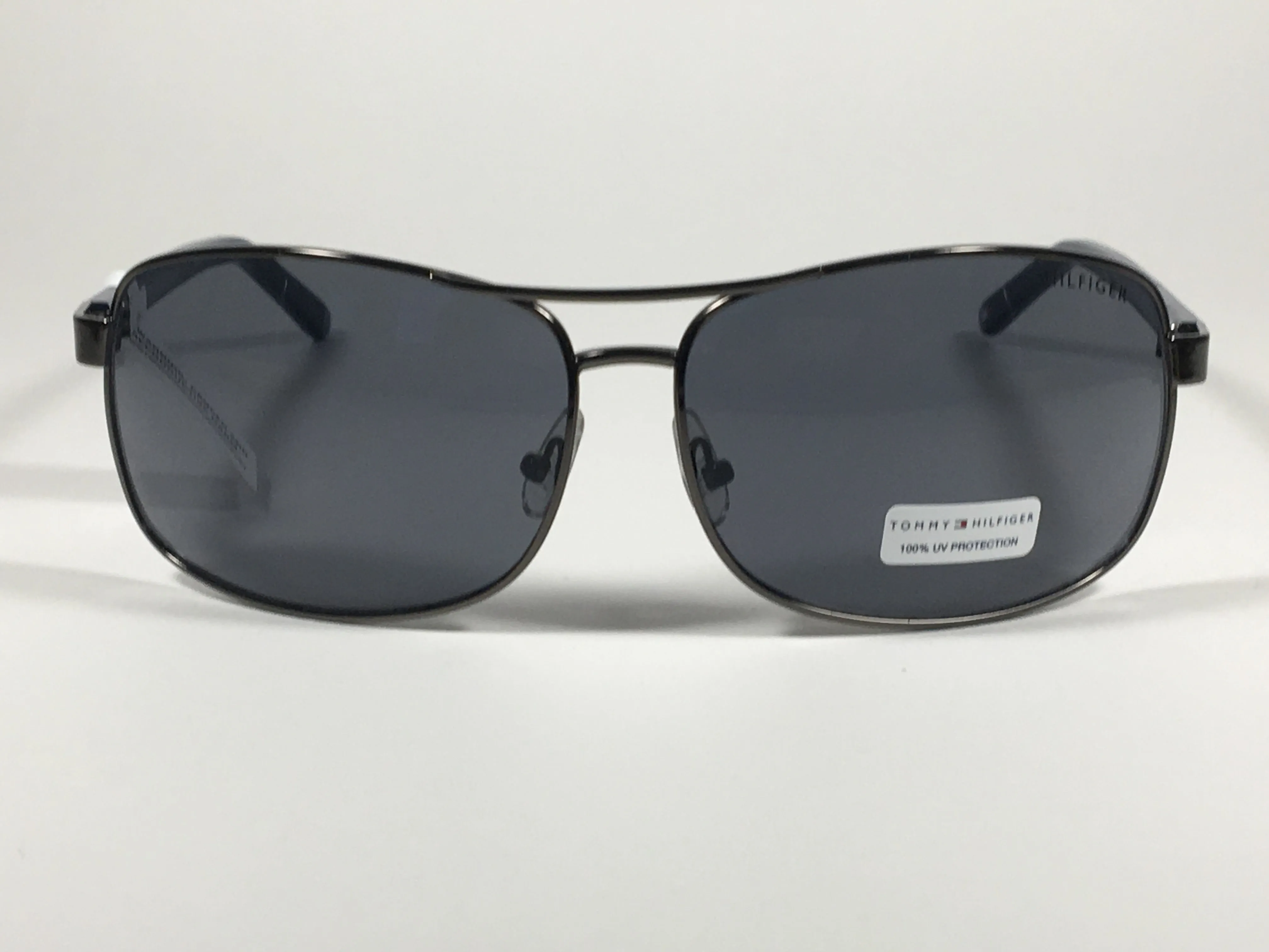Tommy Hilfiger Vasquez Rectangle Sunglasses Gunmetal Gray Blue Navy Frame Gray Lens VASQUEZ MM OM68