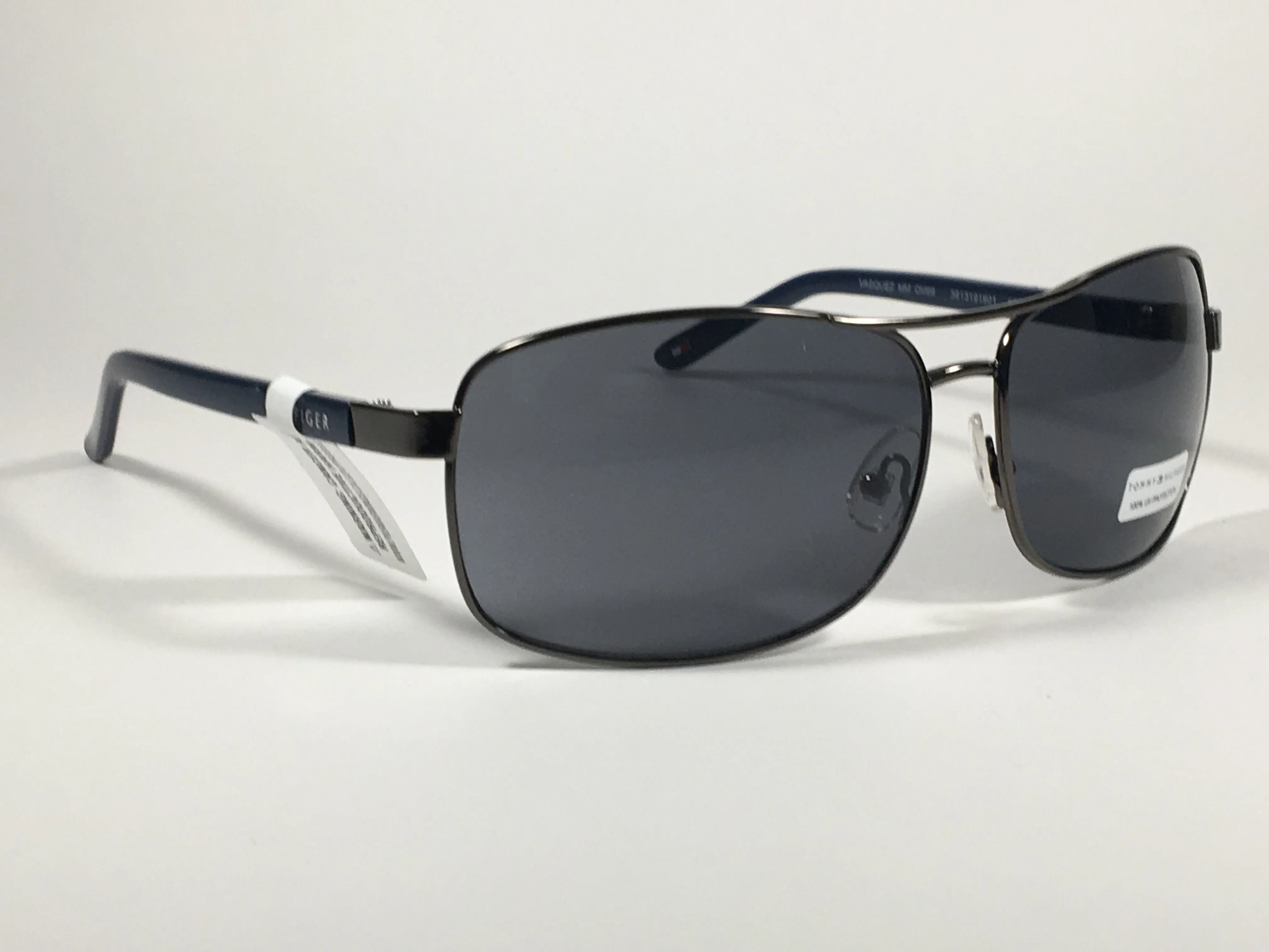 Tommy Hilfiger Vasquez Rectangle Sunglasses Gunmetal Gray Blue Navy Frame Gray Lens VASQUEZ MM OM68