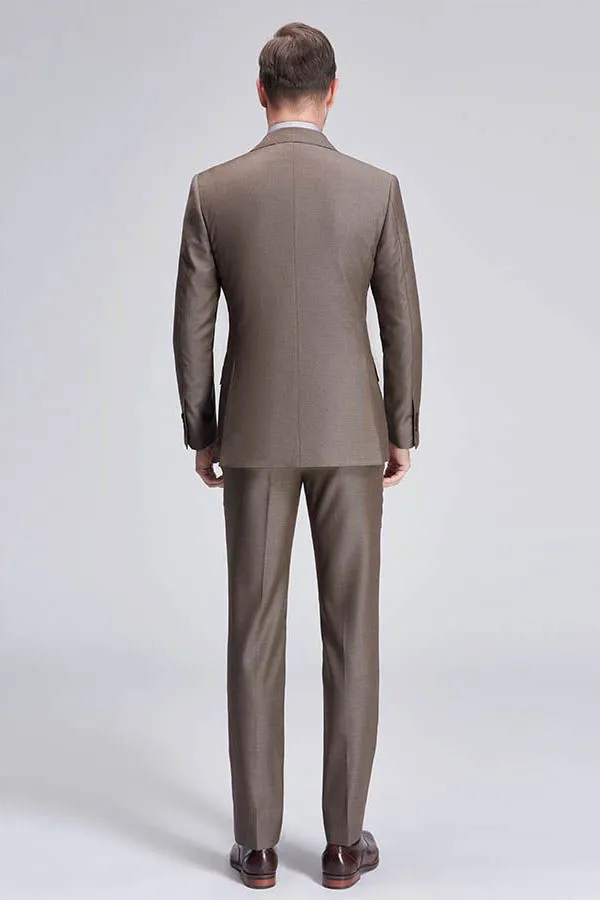 Top Coffee Mens Suits for Business Peak Lapel One Button Mens Suits