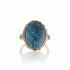 Turquoise & Black Diamond Men's Wedding Band