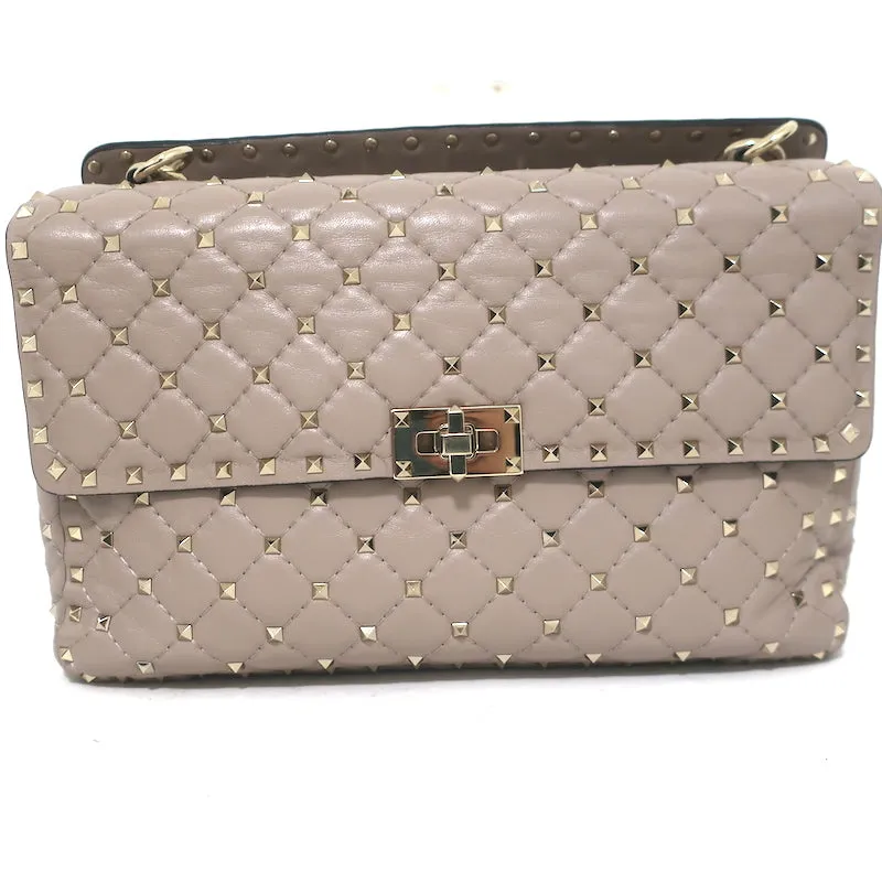Valentino Large Rockstud Spike Chain Strap Bag Poudre Leather