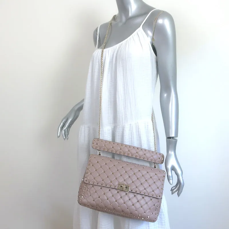 Valentino Large Rockstud Spike Chain Strap Bag Poudre Leather