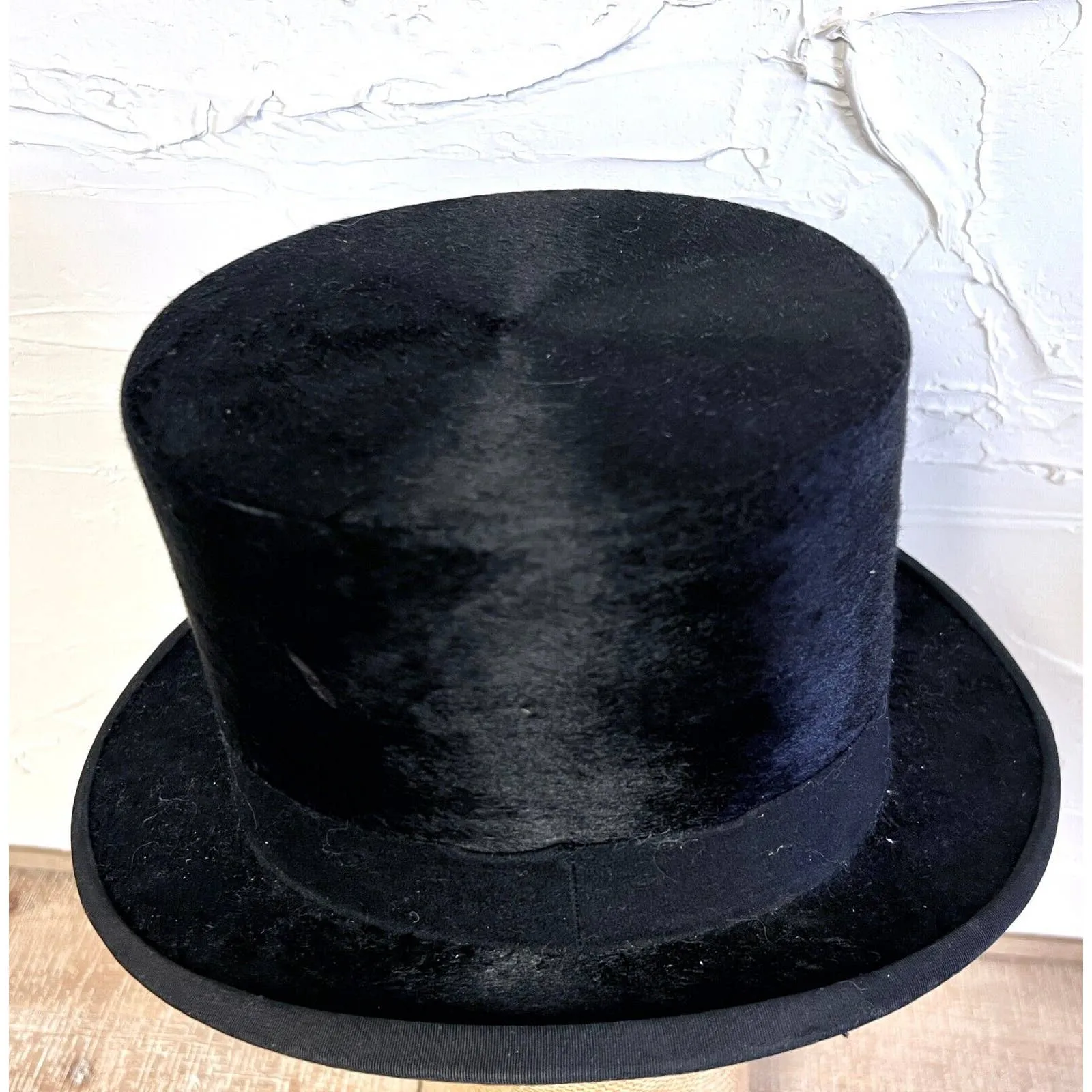 Vintage Select Quality Black Silk Fur Felt Top Hat Mens Size 7 EXCellent Cond