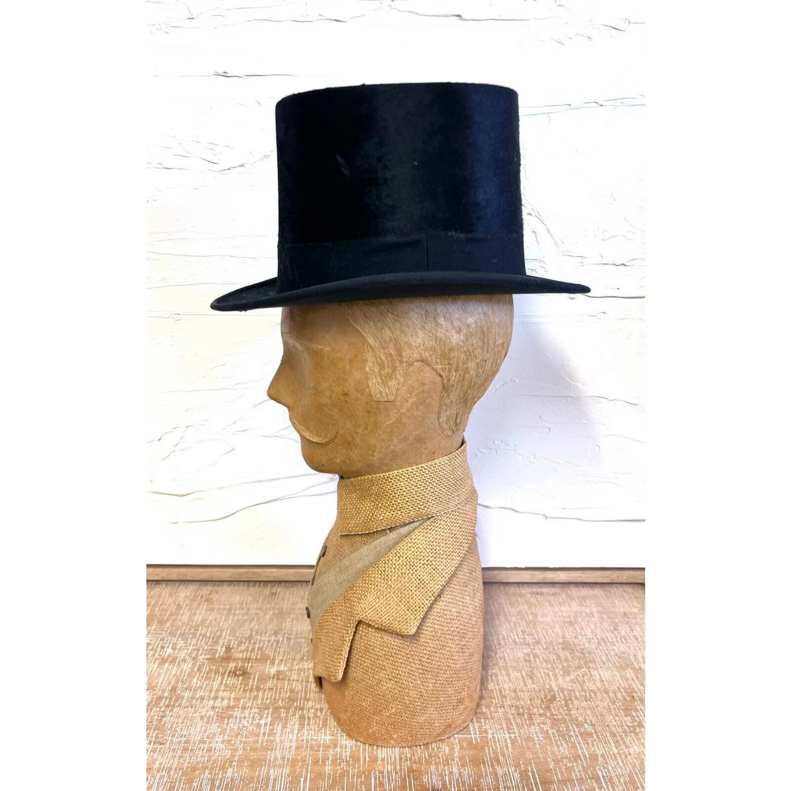 Vintage Select Quality Black Silk Fur Felt Top Hat Mens Size 7 EXCellent Cond