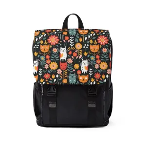 Whimsical Feline Garden Unisex Casual Shoulder Backpack