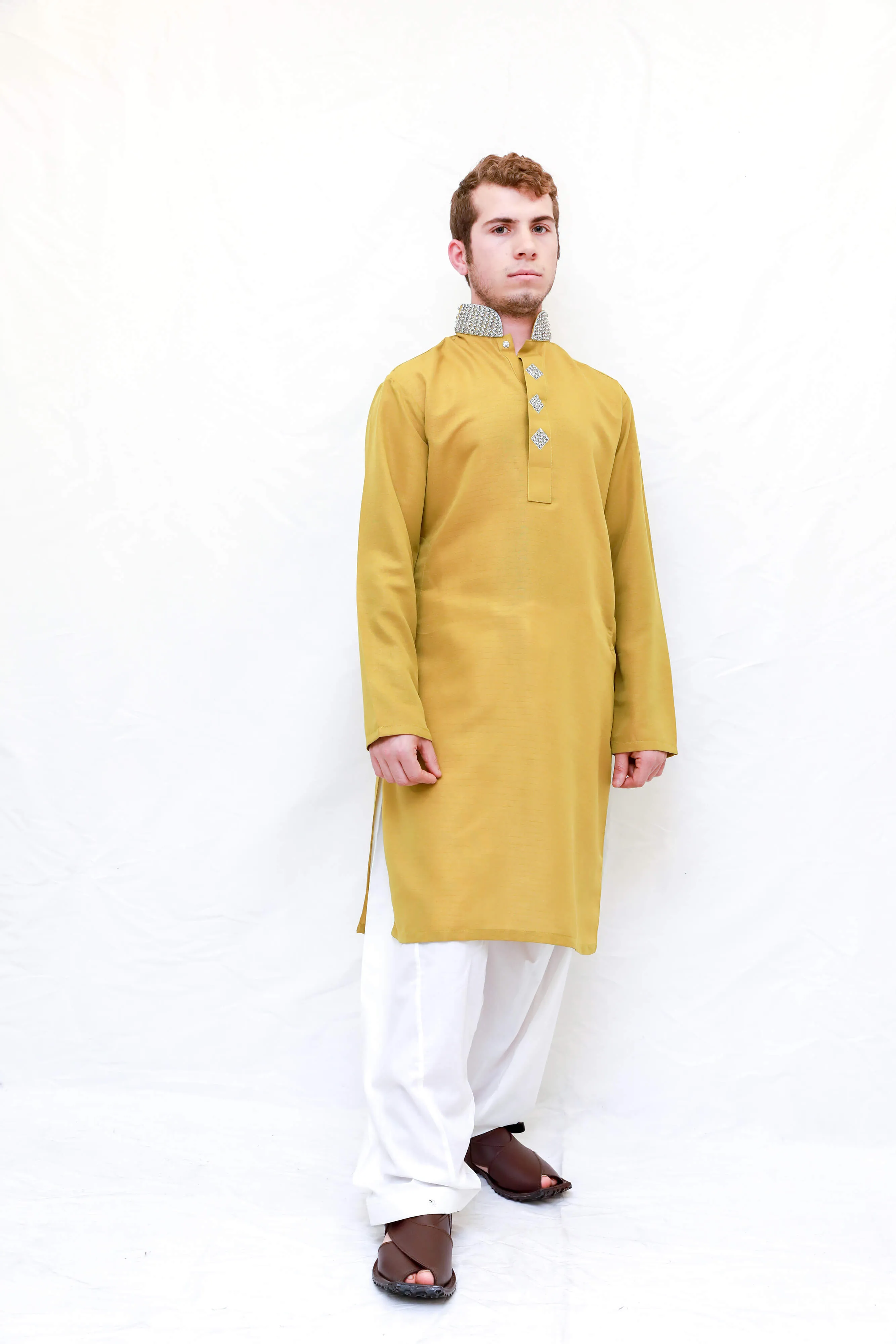 Yellow Cotton Kurta - Men's Shirt