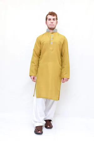 Yellow Cotton Kurta - Men's Shirt