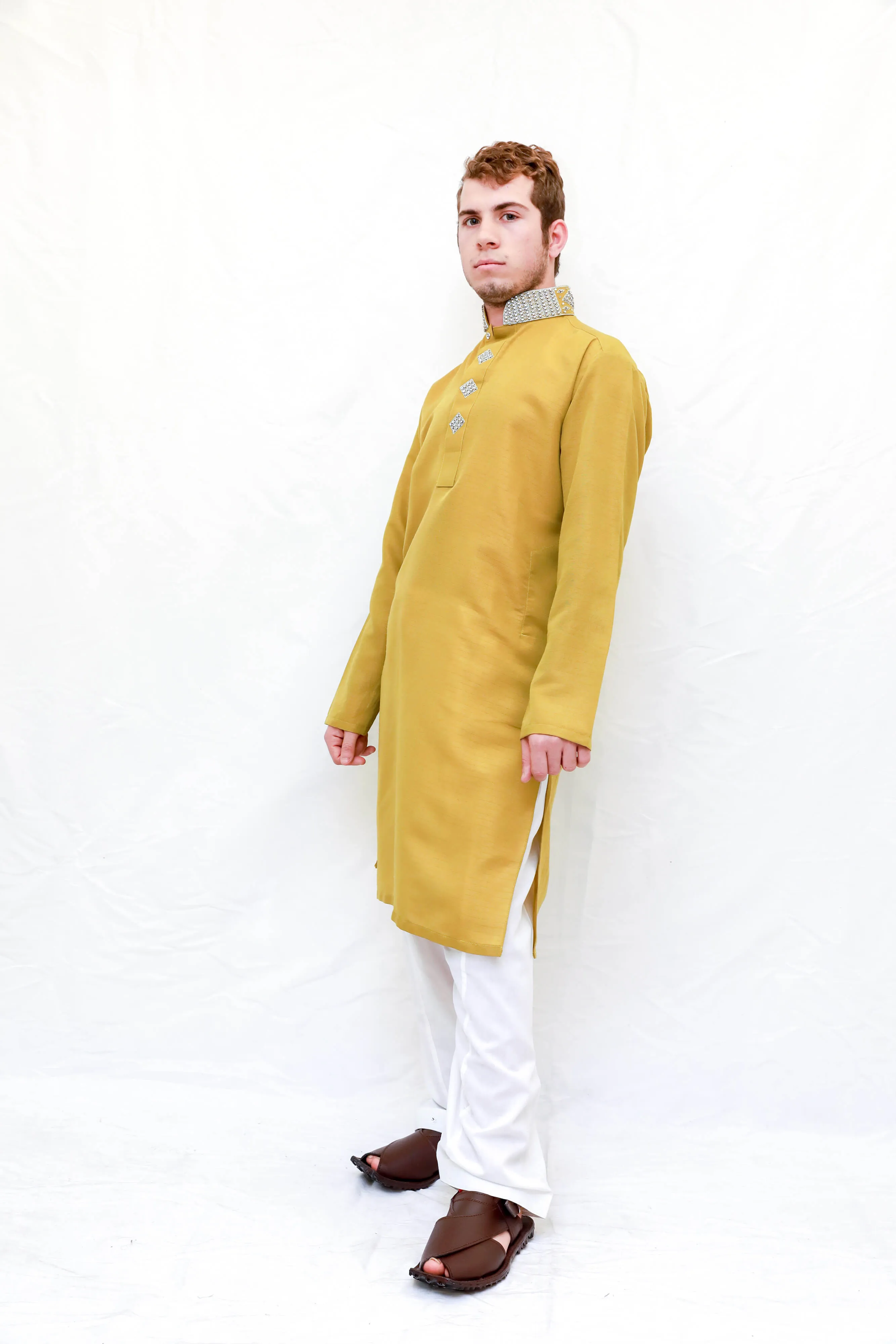 Yellow Cotton Kurta - Men's Shirt