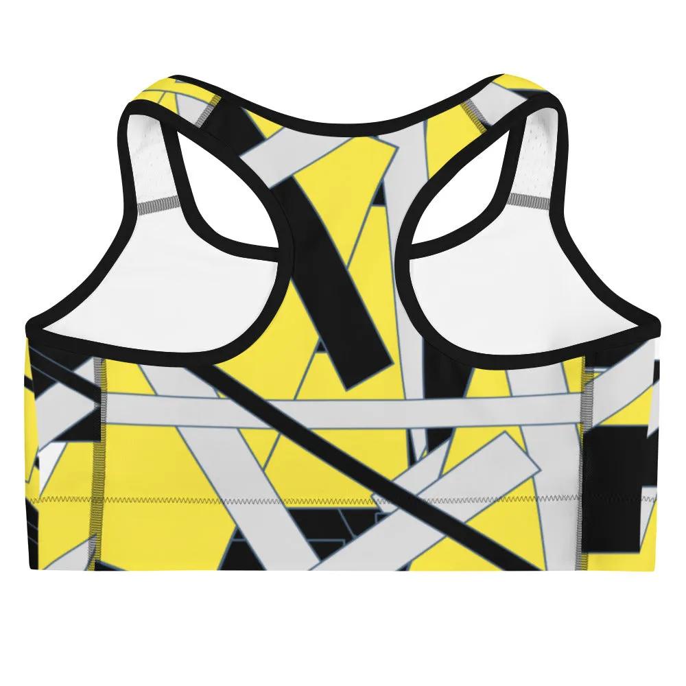 Yellow Geometric Sports bra